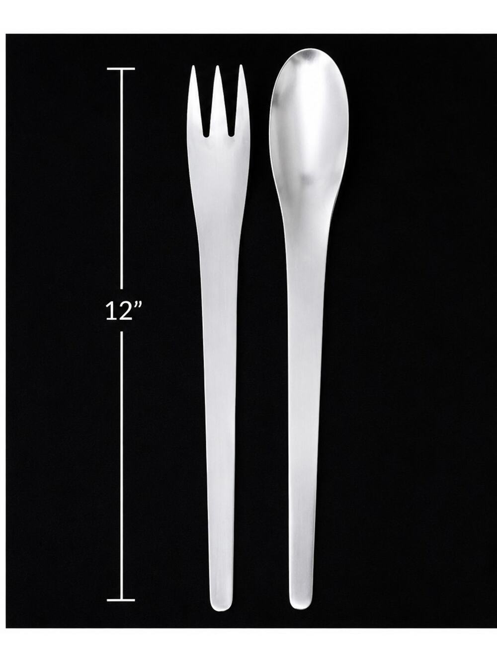 Vintage Georg Jensen Denmark 12” Stainless Serving Fork & Spoon Set MCM Modernis